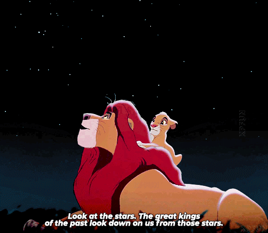 βLook at the stars. The great kings of the past look down on us from those stars.β β The Lion King